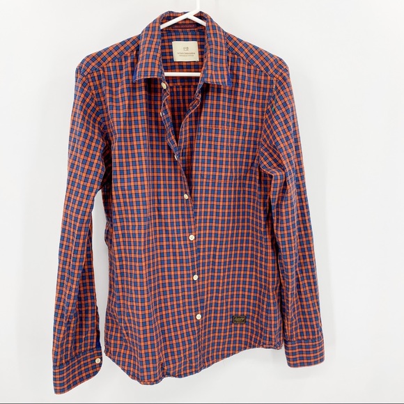 Scotch And Soda Orange Button Down Shirt Large - Picture 1 of 8